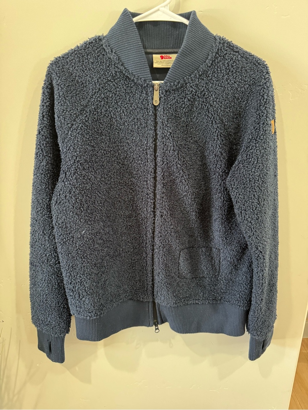 Fjallraven Navy Blue Sherpa Zip Bomber Jacket size medium